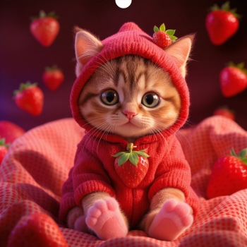 SKIVA Frontscheibe passend für IKEA® KALLAX Regal strawberry cat 0005