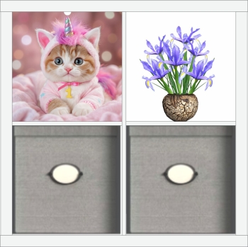 Preview: SKIVA Frontscheibe passend für IKEA® KALLAX unicorn cat 0087