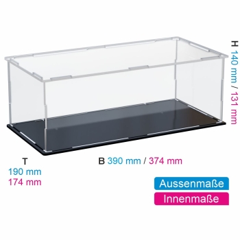 Preview: Acryl Vitrine für Mattel® Hot Wheels 94 Audi Avant RS2 B/T/H 390x190x140 mm