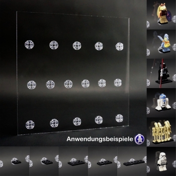 Preview: 16er Inlay für IKEA RIBBA Rahmen 23 x 23 designed für LEGO® minifiguren Platz für 16 Figuren Motiv GRÜN