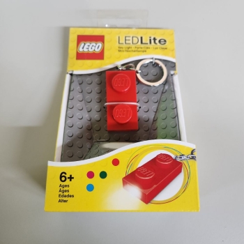Preview: 1x2 LEGO® Stein-Schlüsselanhänger mit Licht (Rot)