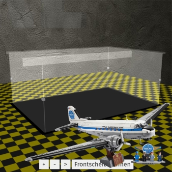 Acryl Vitrine XXL für LEGO® Icons Douglas™ DC-3™ PAN AM® Passagierflugzeug 11378 B/T/H 790x540x340 mm