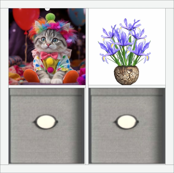 SKIVA Frontscheibe passend für IKEA® KALLAX clown cat 0090
