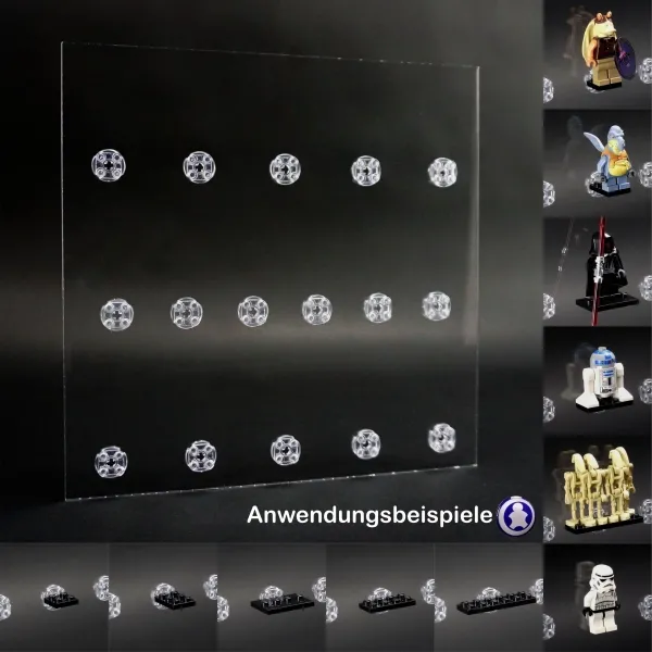 16er Inlays für IKEA RIBBA Rahmen 23 x 23 designed für LEGO® Serie DFB EM 2016 Platz für 16 Figuren Motiv GRAU
