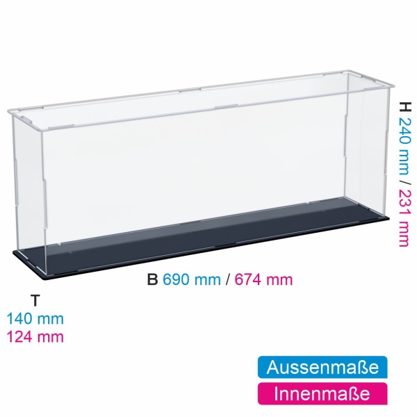 Acryl Vitrine für COBI 4821 HMS Belfast Light Cruiser B/T/H 690x140x240 mm