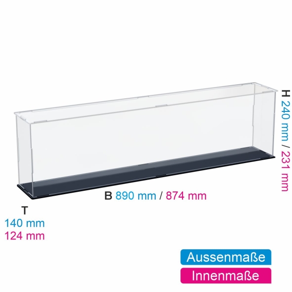 Acryl Vitrine für COBI 4819 Bismarck B/T/H 890x140x240 mm