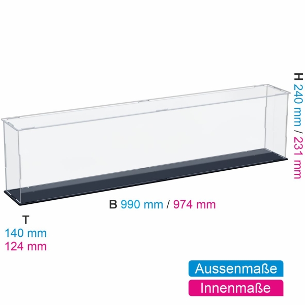 Acryl Vitrine für COBI 4815 # USS ENTERPRICE CV-6 - B/T/H 990x140x240 mm