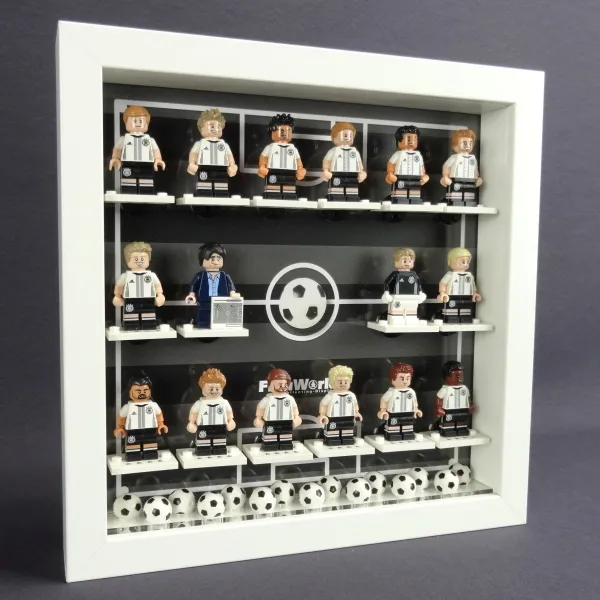 16er Inlays für IKEA RIBBA Rahmen 23 x 23 designed für LEGO® Serie DFB EM 2016 Platz für 16 Figuren Motiv GRAU