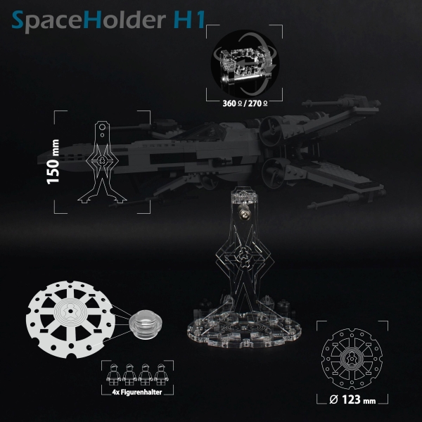 SpaceHolder®  aus Plexiglas H1 Höhe 15,0 cm für eure LEGO Modelle