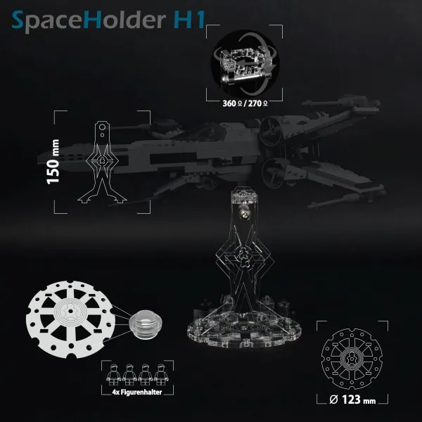 SpaceHolder® aus Plexiglas H1 Höhe 15,0 cm für eure LEGO Modelle