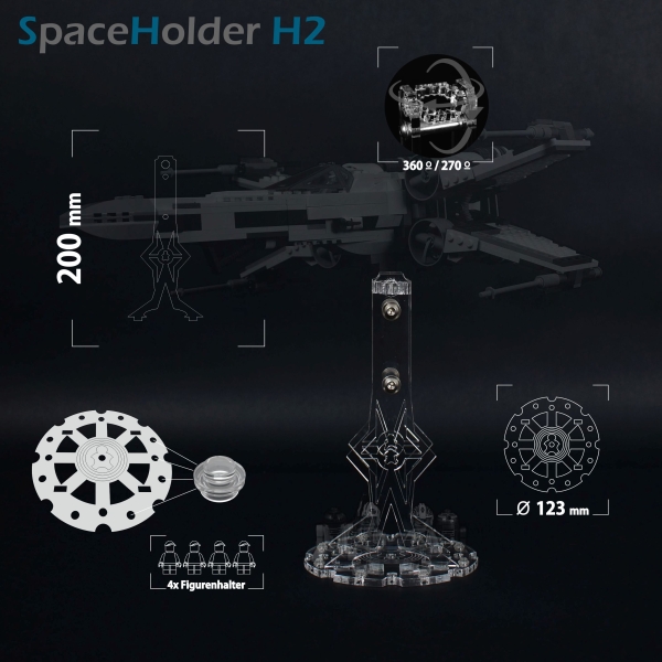 SpaceHolder®  aus Plexiglas H2 Höhe 20,0 cm für eure LEGO Modelle