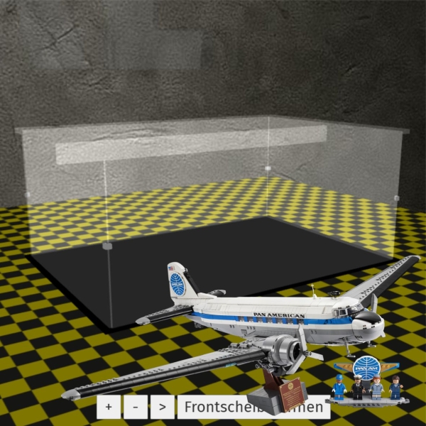 Acryl Vitrine XXL für LEGO® Icons Douglas™ DC-3™ PAN AM® Passagierflugzeug 11378 B/T/H 790x540x340 mm