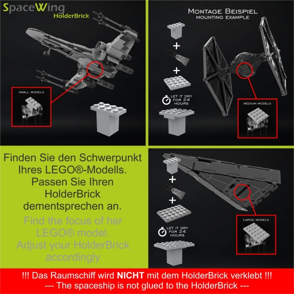 SpaceWing® W2 aus Plexiglas für eure LEGO Modelle Tiefe: 20.0 cm